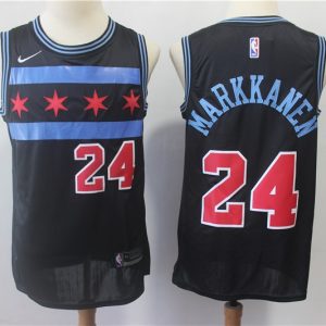NBA Bulls 24 Lauri Markkanen Black 2018-19 City Edition Swingman Nike Men Jersey