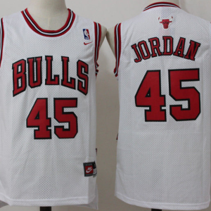 NBA Chicago Bulls #45 Michael Jordan White Nike Jersey