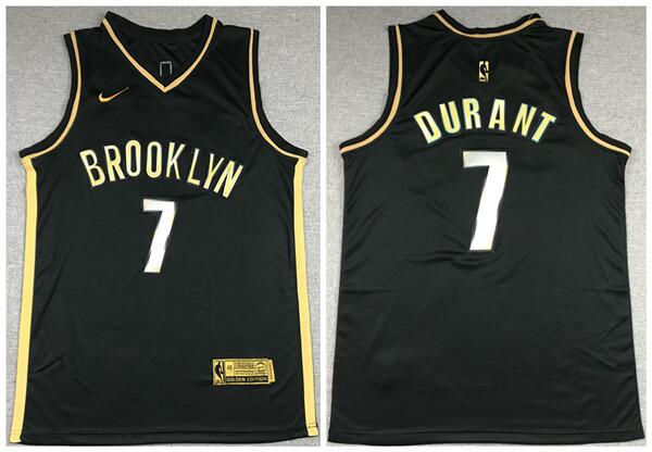 NBA Brooklyn Nets #7 Kevin Durant 2020 Black Gold Edition Jersey