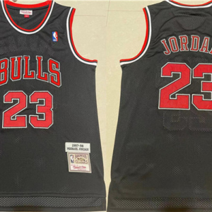 Men's Chicago Bulls #23 Michael Jordan 1997-98 Black Throwback Stitched Jersey