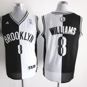 NBA Brooklyn Nets #8 Williams White Black Half and Half Jersey