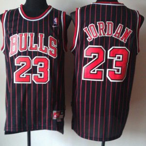 Jordan black with red Jersey, Chicago Bulls #23 stripe mesh Jersey