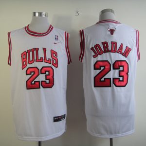 Nike Chicago Bulls #23 Jordan White Color Red Number and Name Jersey