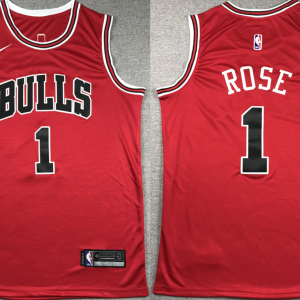 NBA Chicago Bulls #1 Nickname D-Rose Red Jersey