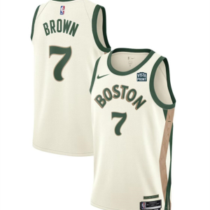 Men's Boston Celtics #7 Jaylen Brown White 2023/24 City Edition Stitched Basketball Jersey