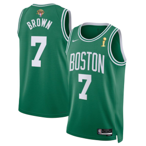 Men's Boston Celtics #7 Jaylen Brown Green 2024 Finals Champions Icon Edition Stitched Jersey