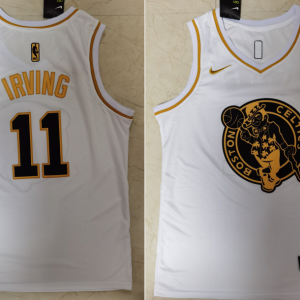 NBA Boston Celtics #11 Kyrie Irving White Gold Nike Men Jersey