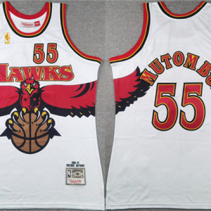 Men's Atlanta Hawks #55 Dikembe Mutombo White 1996-97 Throwback Swingman Jersey