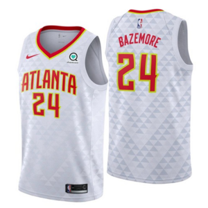 Men's Atlanta Hawks #24 Kent Bazemore White Statement Edition Stitched Jersey