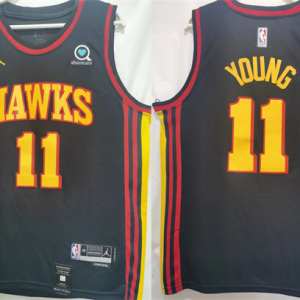 Men's Atlanta Hawks Black #11 Trae Young Stitched NBA Jersey