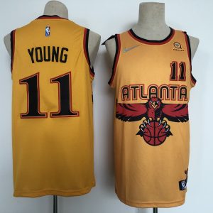 NBA Atlanta Hawks #11 Trae Young 2021/22 Yellow 75th Anniversary City Edition Jersey
