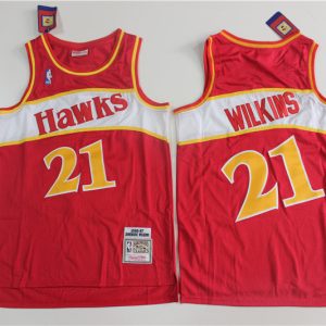 NBA Atlanta Hawks #21 Wilkins Red Throwback jersey