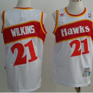 NBA Atlanta Hawks #21 Wilkins White Throwback Jersey