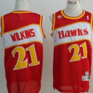 NBA Atlanta Hawks #21 Wilkins Red Throwback Jersey