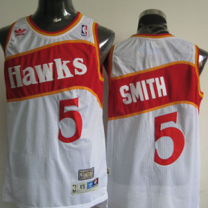 NBA Atlanta Hawks #5 Josh Smith White Throwback Jersey