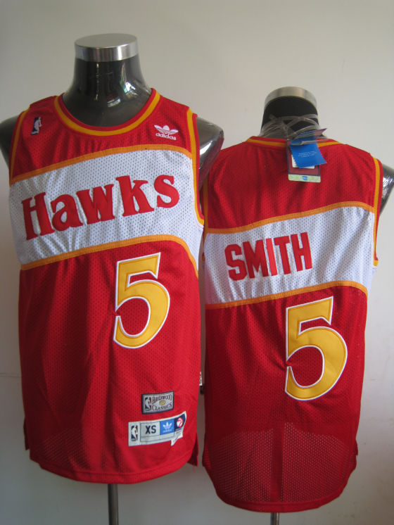 NBA Atlanta Hawks #5 Josh Smith Red Throwback Jersey