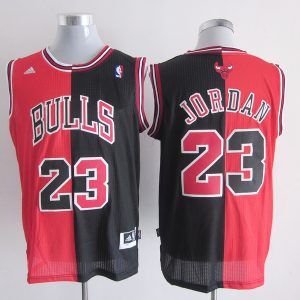 NBA Adidas Bulls #23 Jorden Red/Black Split Jersey