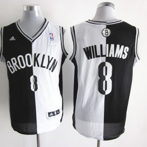 Adidas half and half New York Nets #8 Williams black white jersey