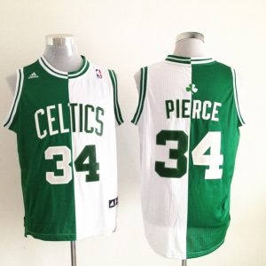 Adidas Boston Celtics #34 Pierce half and half white and blue jersey
