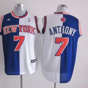 New York Knicks #7 Anthony White and Blue Half and half jersey