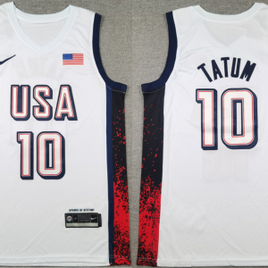 Men??s National Team #10 Tatum 2024 USA Dream Team Olympics Jersey