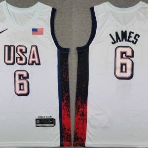 Men??s National Team #6 LeBron James 2024 USA Dream Team Olympics Jersey