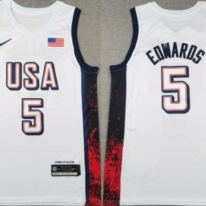 Men??s National Team #5 Anthony Edwards 2024 USA Dream Team Olympics Jersey
