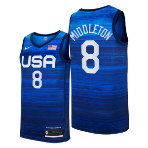 USA Basketball #8 Khris Middleton 2021 Blue Tokyo Olympics Stitched Away Jersey
