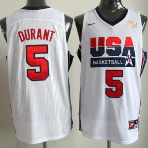 White Durant Team USA throwback #5 Jersey