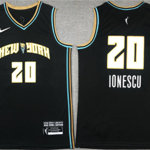 Men's New York Liberty #20 Sabrina Ionescu Black Stitched Jersey