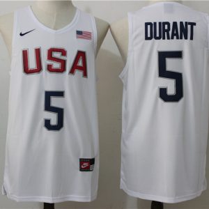 NBA USA Team #5 Durant White 2016 Jersey