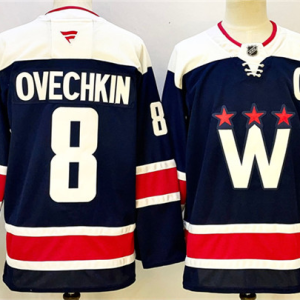 Men's Washington Capitals #8 Alexander Ovechkin Navy With C Patch Stitched Hockey Jersey