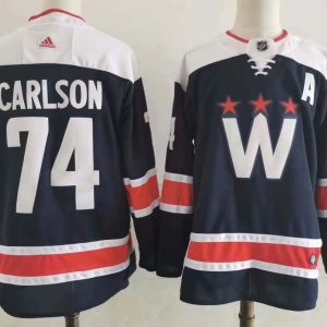 NHL Washington Capitals #74 John Carlson Navy 2021 New Adidas Jersey