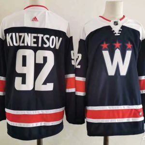 NHL Washington Capitals #92 Evgeny Kuznetsov Navy 2021 New Adidas Jersey
