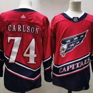 NHL Washington Capitals #74 John Carlson Red 2020 New Jersey