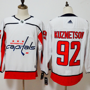 Men's Adidas Washington Capitals #92 Evgeny Kuznetsov White Stitched NHL Jersey