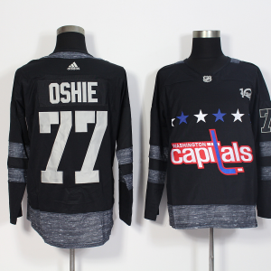 Men's Adidas Washington Capitals #77 T.J Oshie Black 100th Anniversary Hockey Jersey