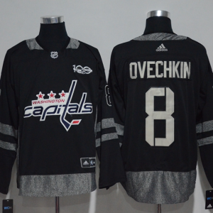 NHL Washington Capitals #8 Alex Ovechkin Black 100th Anniversary Hockey Jersey