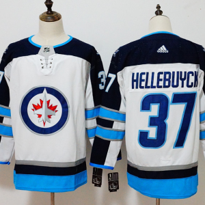 Men's Adidas Winnipeg Jets #37 Connor Hellebuyck White Stitched NHL Jersey