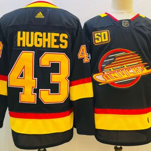 Men's NHL Vancouver Canucks #43 Quinn Hughes Black Adidas Jersey