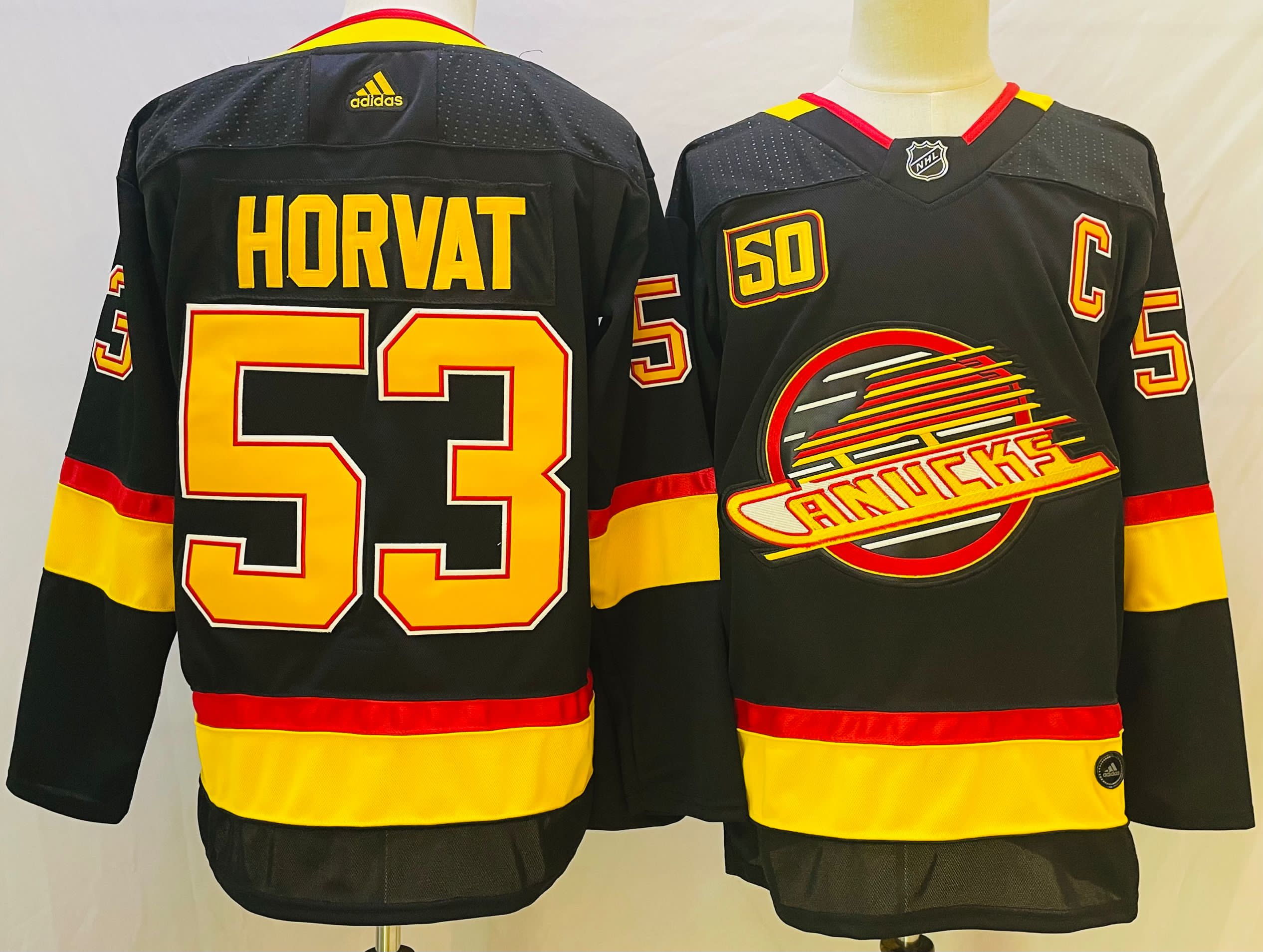 Men's NHL Vancouver Canucks #53 Bo Horvat Black Adidas Jersey