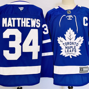 Men's Toronto Maple Leafs #34 Auston Matthews Blue 2024-25 With C Patch Stitched Jersey