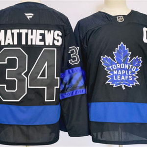 Men's Toronto Maple Leafs #34 Auston Matthews Black 2024-25 Stitched Jersey