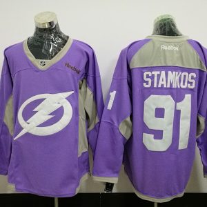 NHL Tampa Bay Lightning #91 Stamkos Purple Jersey