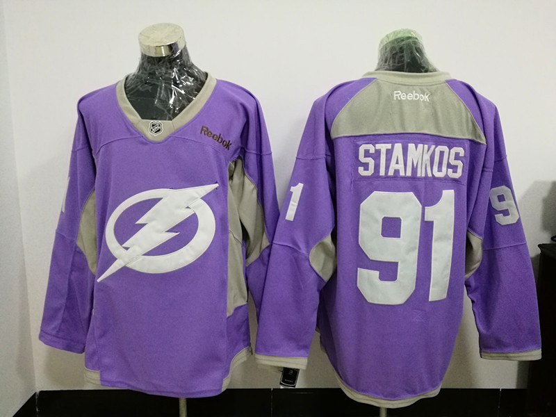 NHL Tampa Bay Lightning #91 Stamkos Purple Jersey