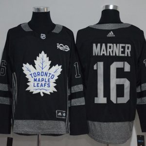 NHL Toronto Maple Leafs #16 Marner Black 100th Anniversary Jersey