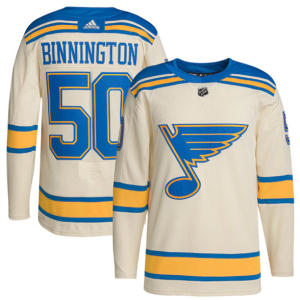 Men's St. Louis Blues #50 Jordan Binnington Cream 2022 Winter Classic Stitched Jersey