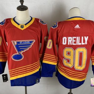 Men's St. Louis Blues #90 Ryan O'Reilly 2021 Red Reverse Retro Adidas Jersey