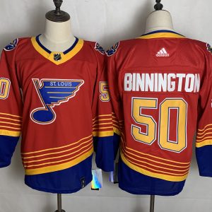 Men's St. Louis Blues #50 Jordan Binnington 2021 Red Reverse Retro Adidas Jersey