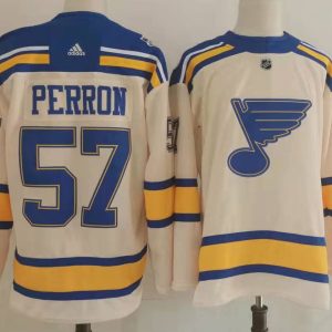 NHL St. Louis Blues #57 David Perron Cream Adidas Jersey